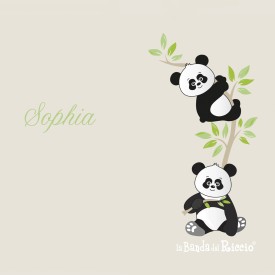 baby wall stickers Little Panda with baby's name. Name's color : green