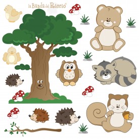 Wall stickers "The Enchanted Forest". A beautiful world inhabited by cute animals. Drawing