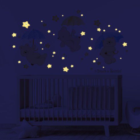 Foto notturna delle stelline fluo che si illuminano.