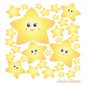 Baby fluo decals "Fluorescent Stars" softly glowing in the dark.  Size