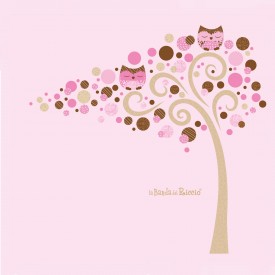 Tree wall decal. Color: Beige, lipstick red, brown.