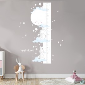 Baby growth chart "Moonlight" bunnies and a great sleeping moon. Photo