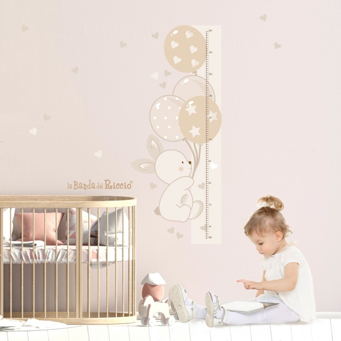 Bunny balloons growth chart. Beige color