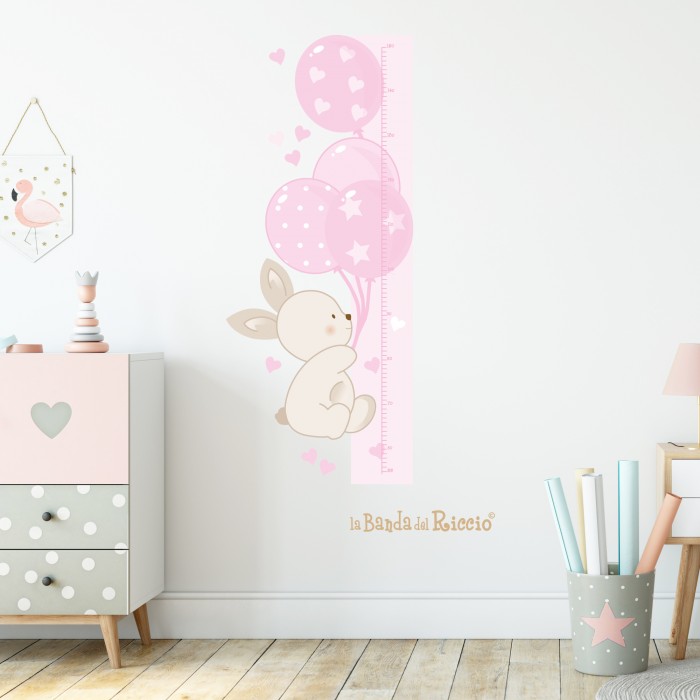 Bunny balloons growth chart. Pink color
