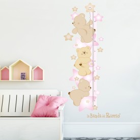 Bears in the Stars Growth Chart baby wall stickers. Pink color . Photo