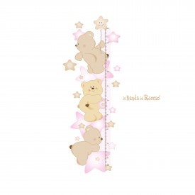 Bears in the Stars Growth Chart baby wall stickers. Pink color