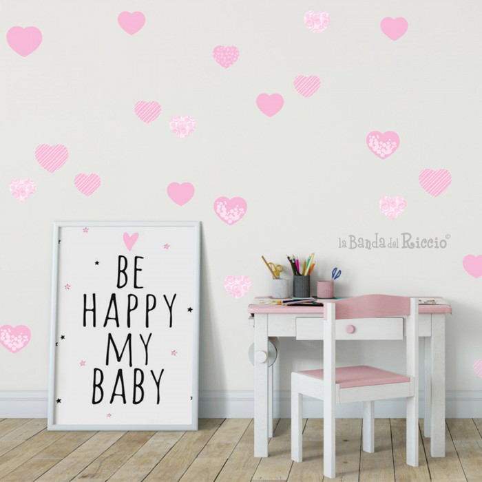 Mini wall stickers hearts. color pink. Photo