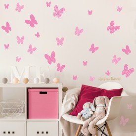 mini wall stickers "Butterfly" color Pink. Photo