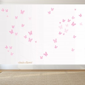 Wall stickers bambini "Le Farfalle". Esempio di applicazione al muro. Colore rosa