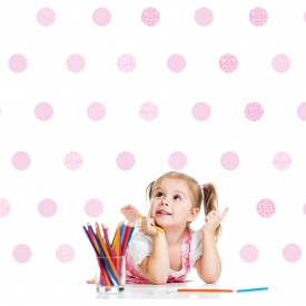 Polka dots pink wall decals for nursery room. Photo color pink