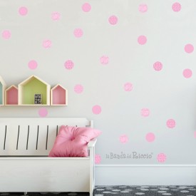 Polka dots wall decals for nursery room. Photo color pink