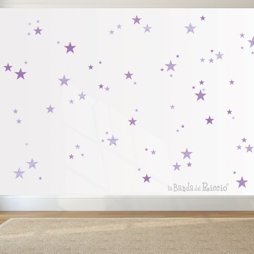 Adesivi murali pattern Le stelle Viola con fantasie interne. Foto ambientata