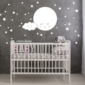 Wall stickers Dreamy Moon.  A big Moon and stars white. Photo