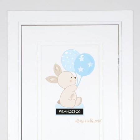 Door Decal Bunny Balloons. A Bunny with a blackboard insert to write your child's name. Photo
