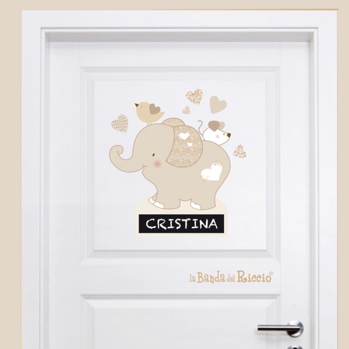 Adesivo Porta Tino elefantino - Decora la porta della sua cameretta