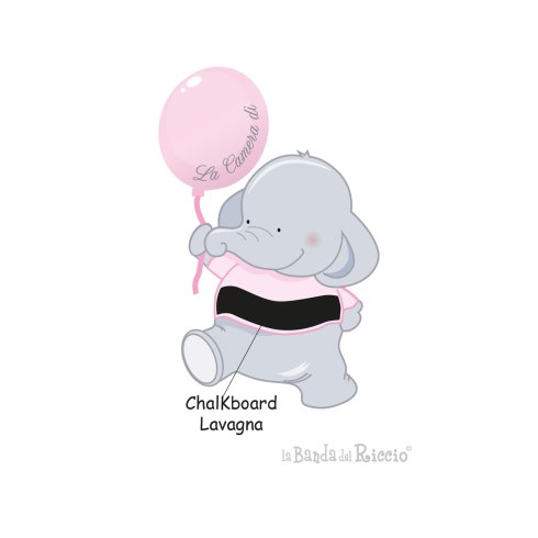 Un elefante tiene con la proboscide un palloncino rosa.