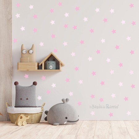 Mini wall decals pattern stars two-tone. Colour Pink. Photo
