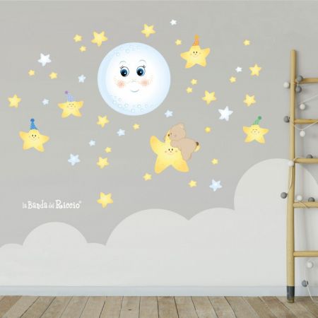 Fluo baby wall decor "Sweet Moon". Moon and stars. Photo