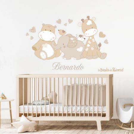 wall stickers Tino and Friends personalized with name. Color Beige. Photo