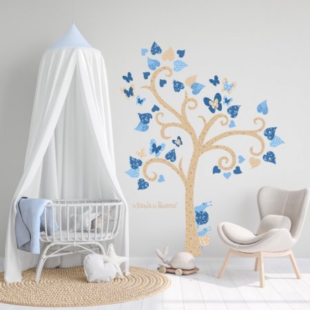 Butterfly's Three wall decal. Color beige, blue and lightblue. Photo
