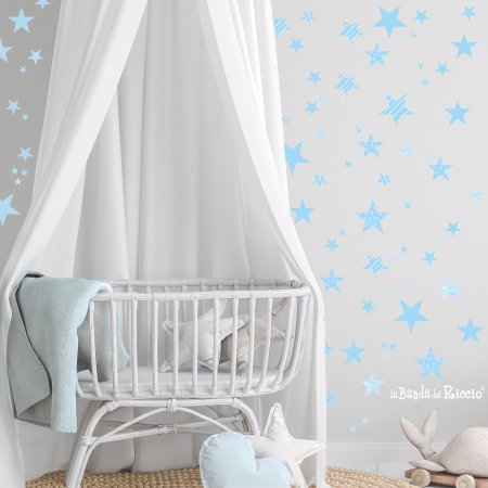 Wall Decals. Fancy stars in many different colors. Photo Lightblue stars