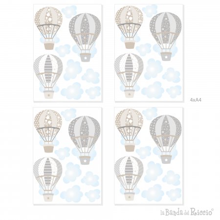 Pattern wall stickers "Air Ballons 2". Examples of shipping sheets color gray-baige