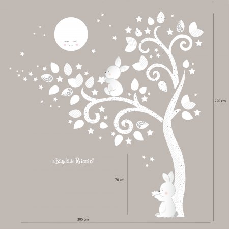 Wall Stickers Tree with moon and two sweet rabbits. Size