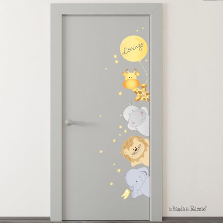 Friends of the Savannah door sticker customizable with the name of the child. Left position