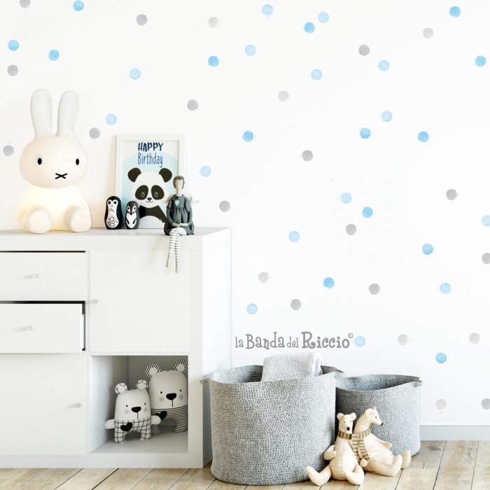 190 Polka dots,  baby wall stickers, colour gray-lightblue. Photo