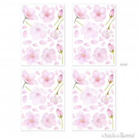 Wall stickers " Romantic Flowers" , wall decals pink Peach Flower. Example A4 sheets