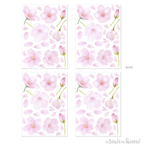 Wall stickers " Romantic Flowers" , wall decals pink Peach Flower. Example A4 sheets
