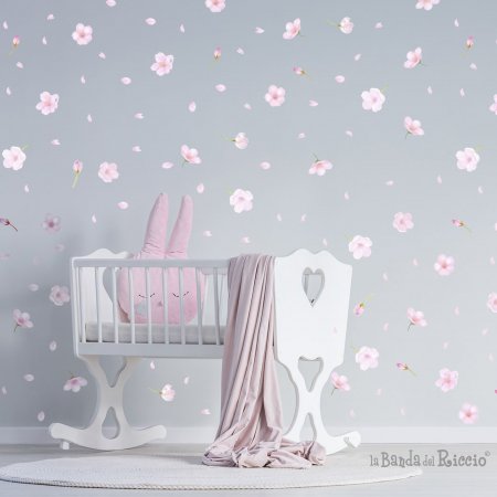 Wall stickers " Romantic Flowers" , wall decals pink Peach Flower. Photo