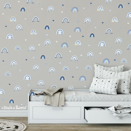 Raimbow pattern wall stickers color light blue. Photo