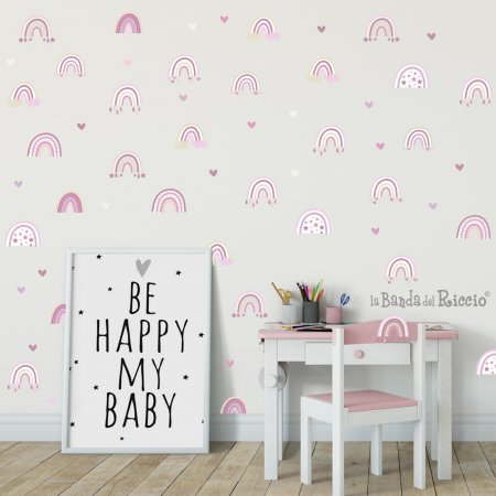 Raimbow pattern wall stickers color pink. Photo