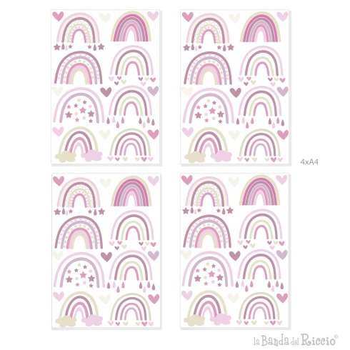 schema dei pattern arcobaleni in 4 pagine A4. versione rosa