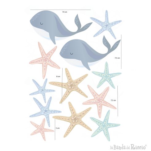 Dettaglio degli adesivi murali con misure