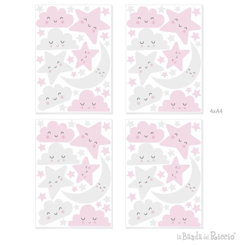 Colorazione grigio/rosa composizione 4 fogli A4.