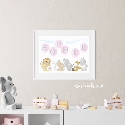 Quadretto per cameretta personalizzato con nome. Colore rosa 6 lettere