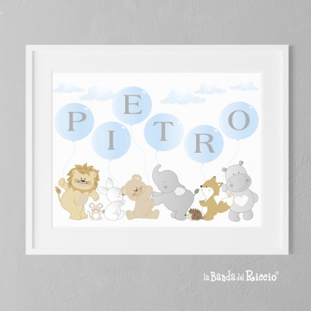 baby print with name. lightblue color. 6 letters