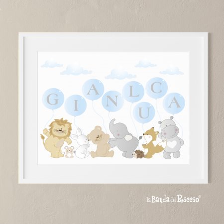 baby print with name. lightblue color. 8 letters
