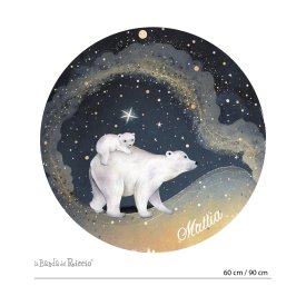 Circular sticker Polar bears and stars