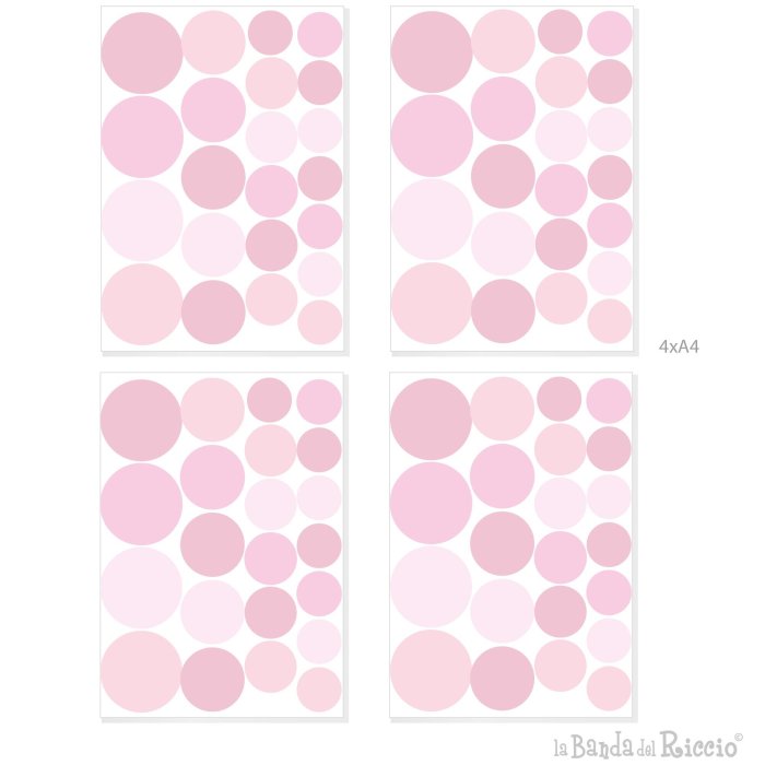 Pois colore rosa quattro toni acquistabile in 4 fogli A4