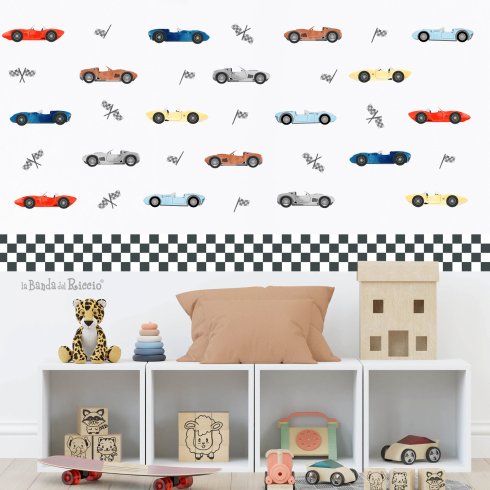 Pattern Rally macchinine e bandiere