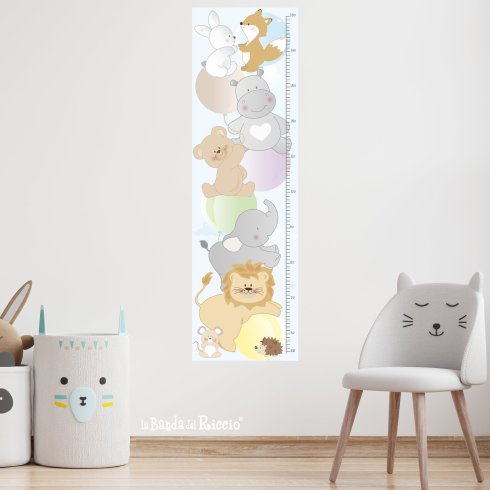 Metro adesivo murale con tanti personaggi e palloncini colore unico