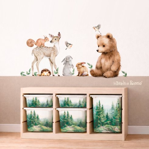 Adesivi contenitori Ikea e l'adesivo murale il bosco