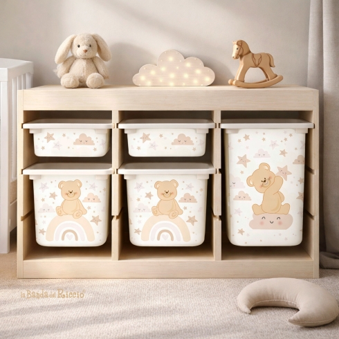 Stickers for IKEA Trofast boxes teddy bear on the rainbow