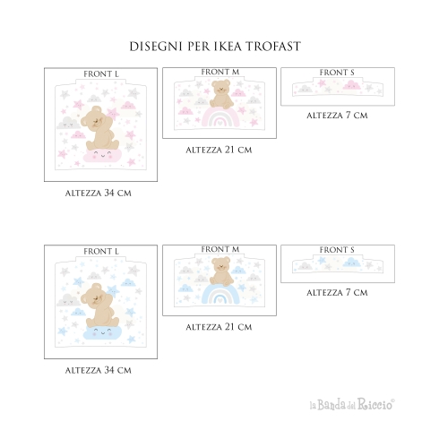 Stickers for IKEA Trofast boxes teddy bear on the rainbow