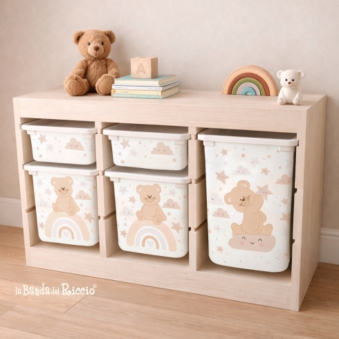 Stickers for IKEA Trofast boxes teddy bear on the rainbow
