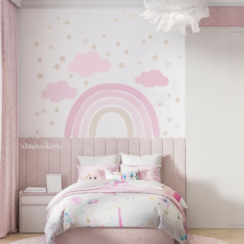 arcobaleno toni rosa con nuvolette e stelle Combinazione xL