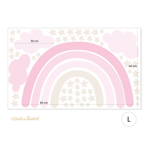 Rainbow with stars in pink tones
